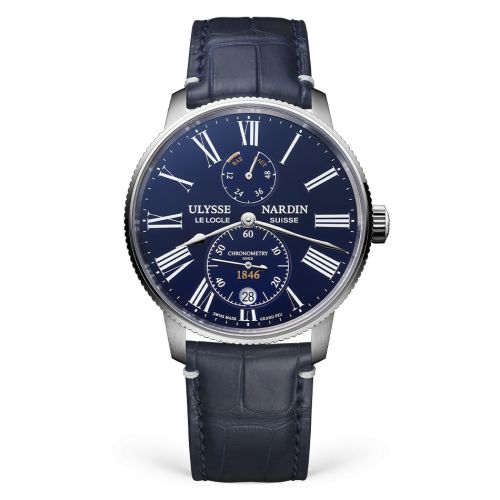 Ulysse Nardin Marine Torpilleur Stainless Steel / Blue Enamel / Alligator : Ref Number 1183-310LE-3AE-175/1B