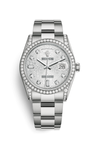 Day-Date 36 White Gold Diamonds / Oyster / Silver Computer