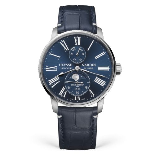 Ulysse Nardin Marine Torpilleur Moonphase Stainless Steel / Blue / Alligator : Ref Number 1193-310LE-3A-175/1A