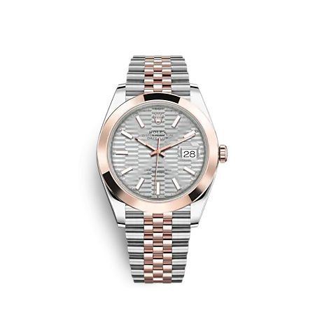 Rolex Datejust 41 Rolesor Everose - Smooth / Jubilee / Silver - Fluted : Ref Number 126301-0018