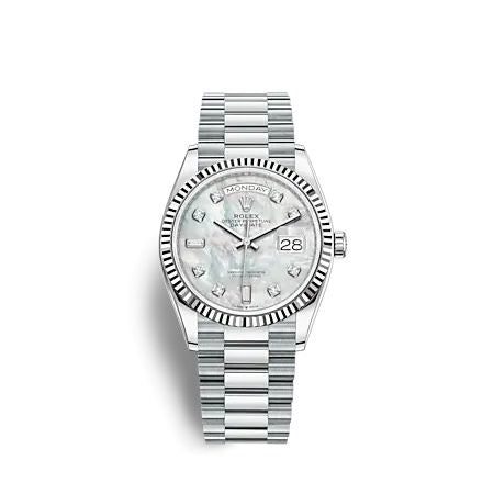 Rolex Day-Date 36 Platinum - Fluted / MOP / President : Ref Number 128236-0002