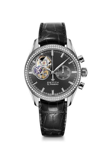 Zenith El Primero Chronomaster Lady 38 Stainless Steel / Diamond / Slate / Alligator : Ref Number 16.2150.4062/91.C760