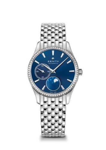 Zenith Elite Ultra Thin Lady Moonphase Blue / Diamond / Bracelet : Ref Number 16.2310.692/51.M2310