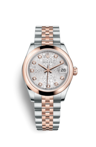 Rolex Datejust 31 Rolesor Everose Domed / Jubilee / Silver Computer : Ref Number 178241-0040