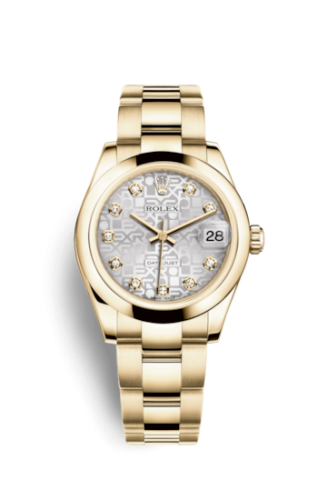 Rolex Datejust 31 Yellow Gold Domed / Oyster / Silver Computer : Ref Number 178248-0038