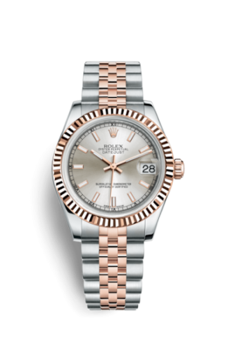 Rolex Datejust 31 Rolesor Everose Fluted / Jubilee / Silver : Ref Number 178271-0003