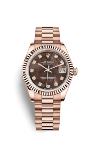 Rolex Datejust 31 Everose Fluted / President / Black MOP : Ref Number 178275f-0003