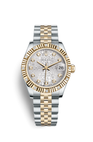 Rolex Datejust 31 Rolesor Fluted Diamond / Jubilee / Silver Computer : Ref Number 178313-0028