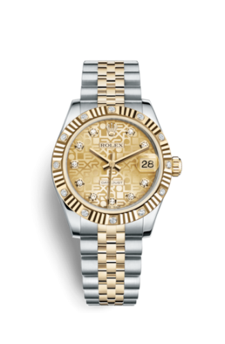 Rolex Datejust 31 Rolesor Fluted Diamond / Jubilee / Champagne Computer : Ref Number 178313-0030