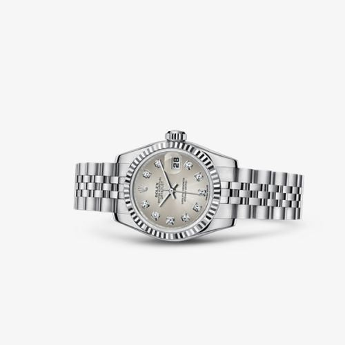 Rolex Lady-Datejust 26 Fluted Silver Diamonds Jubilee : Ref Number 179174-0031