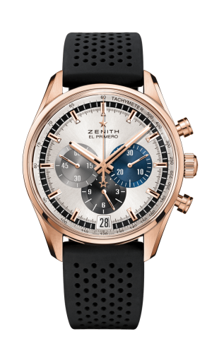 Zenith El Primero Chronomaster 42 Rose Gold / Silver / Rubber : Ref Number 18.2043.400/69.R576
