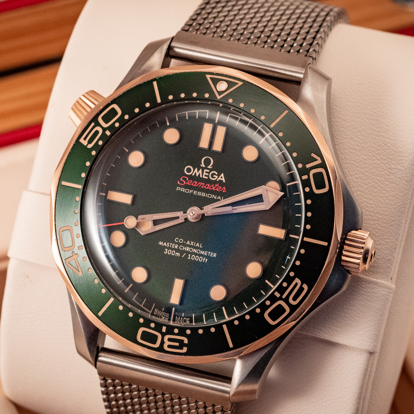 Omega Seamaster Diver 300 M Bronze Gold Green Dial Extra Strap 2025 Box And Papers Ref 210.92.42.20.10.001