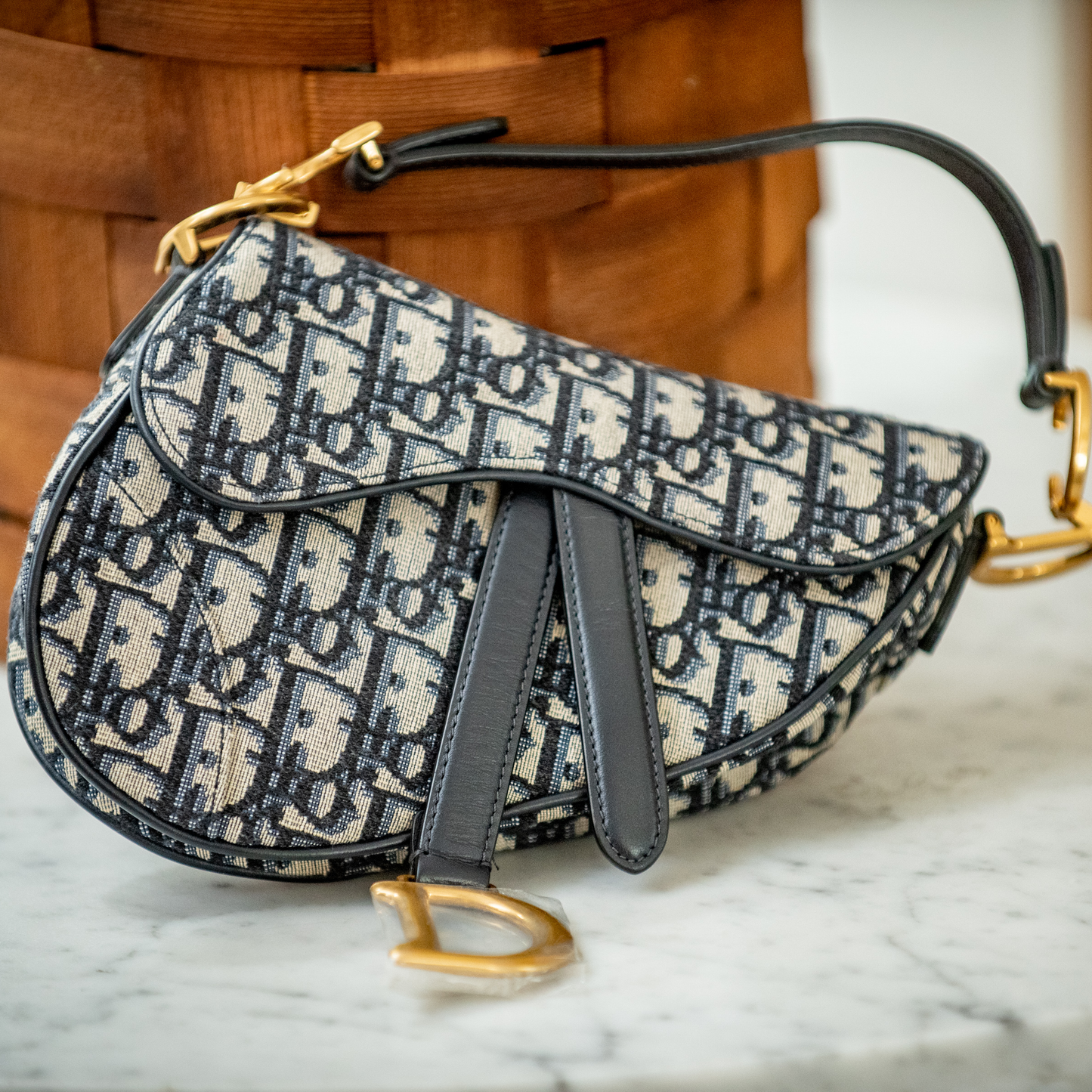 Dior Saddle Crossbody Blue Oblique Jacquard Belt Bag Pouch Card And Dustbag