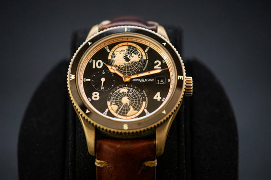 Montblanc 1858 Geosphere 42mm Bronze Worldtime 119347 Box And Papers