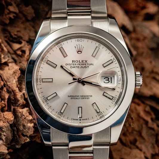Rolex Datejust 41MM Oystersteel Ref 126300 Box And Papers 2019 Silver Oyster Bracelet Silver Bezel