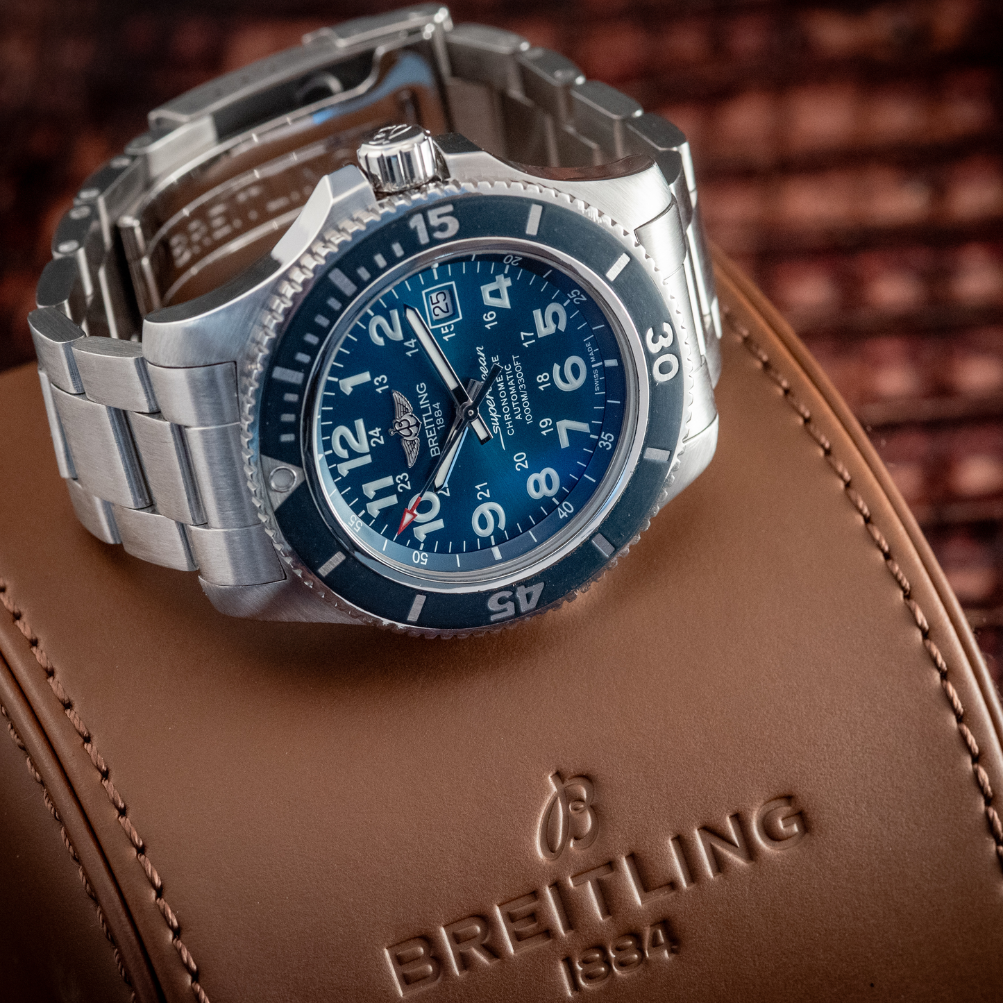 Breitling Superocean II 44MM Blue Dial 2019 Stainless Bracelet Ref A17392D8 / C910