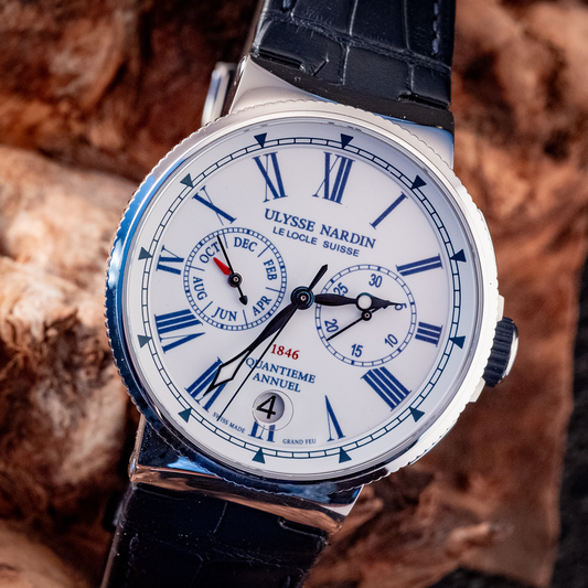 Ulysse Nardin Marine Chronograph 43mm Annual Calendar Box And Papers Ref 1533-150/EO