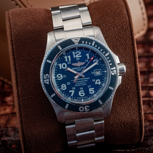 Breitling Superocean II 44MM Blue Dial 2019 Stainless Bracelet Ref A17392D8 / C910