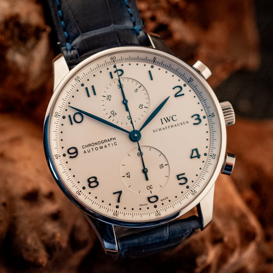IWC Portuguese Chronograph Blue Strap Box And Papers Ref IW371446