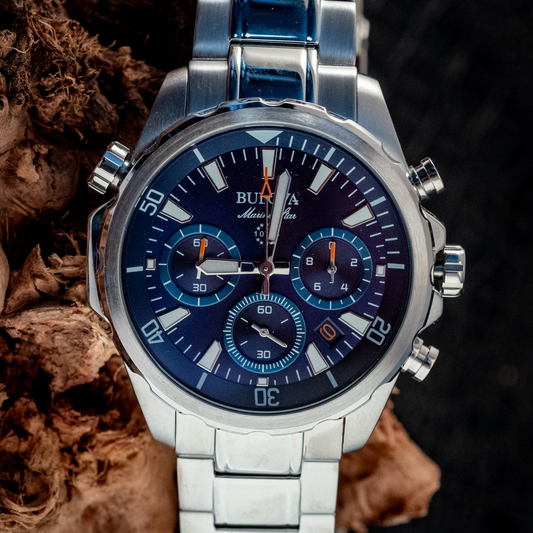 Bulova 2025 NEW Marine Star 43MM Blue Dial 6-Hand Chronograph Box And Papers