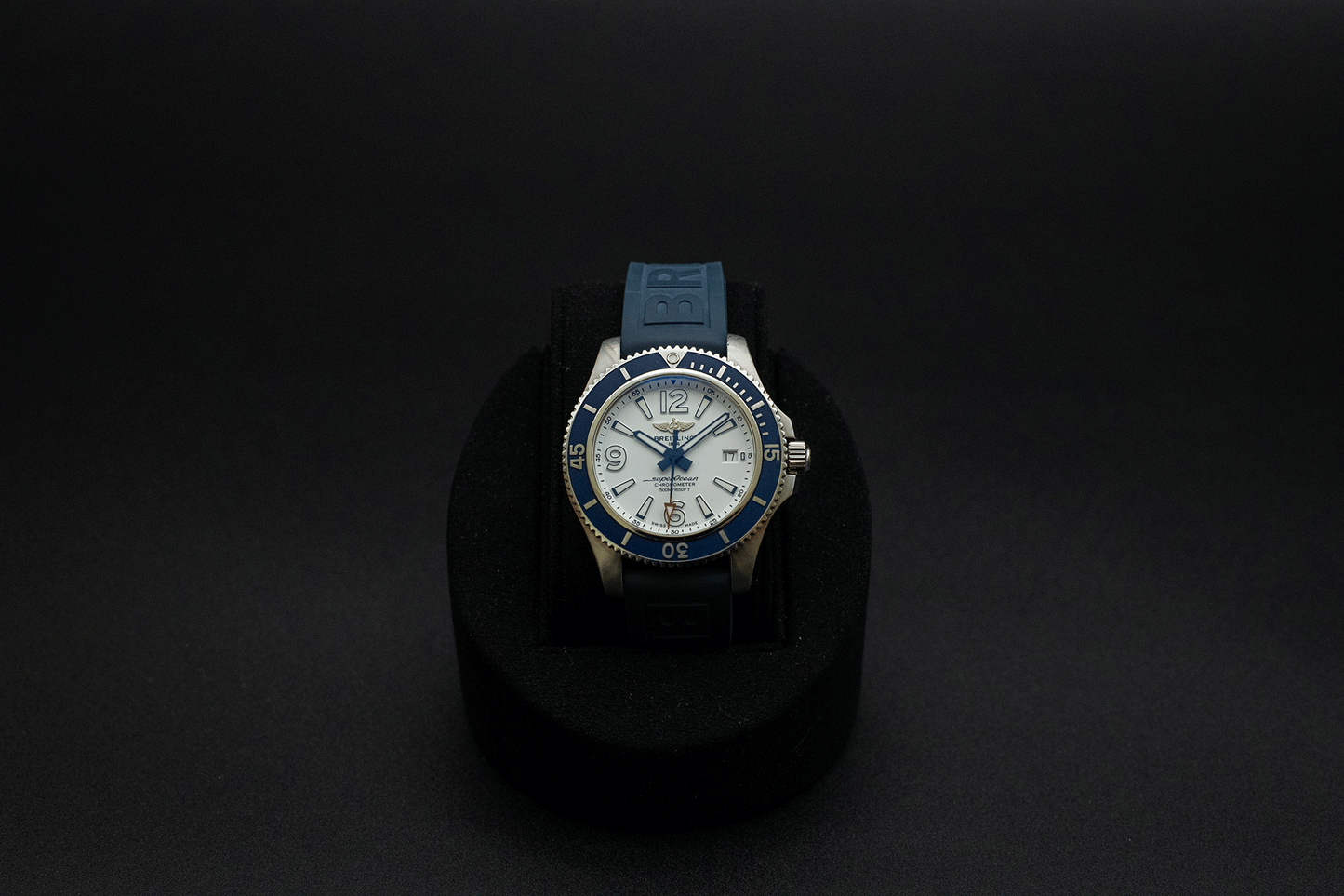 Breitling Superocean 42mm White Dial Blue Bezel Watch A17366 Box & Papers