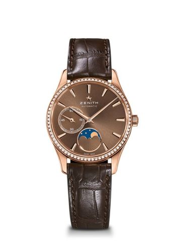Zenith Elite Ultra Thin Lady Moonphase Rose Gold / Brown / Diamond : Ref Number 22.2310.692/75.C709