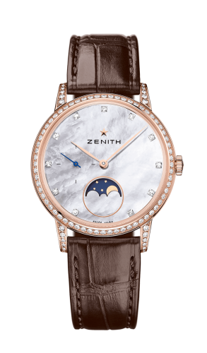 Zenith Elite Lady Moonphase Rose Gold / Mother of Pearl / Alligator : Ref Number 22.2321.692/82.C713