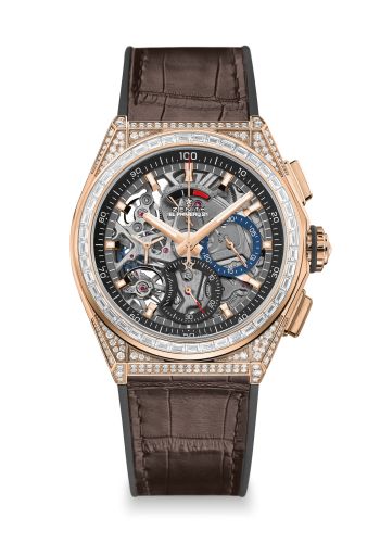 Zenith Defy El Primero 21 Rose Gold / Diamond / Skeleton / Alligator : Ref Number 22.9000.9004/71.R585
