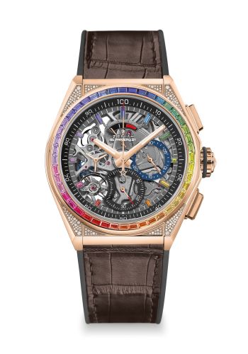 Zenith Defy El Primero 21 Rose Gold / Rainbow / Skeleton / Alligator : Ref Number 22.9003.9004/72.R585