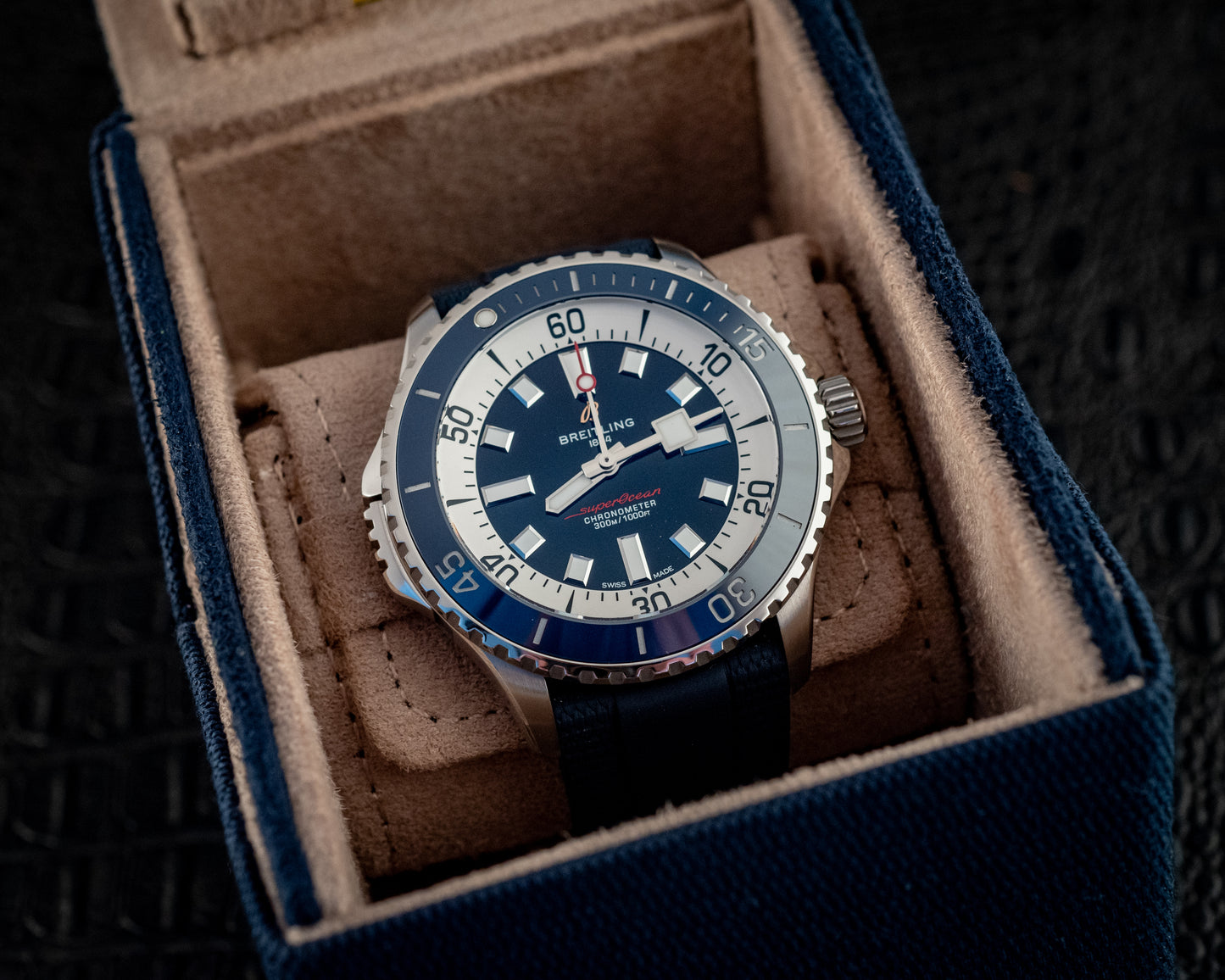 Breitling 2025 Superocean Automatic Diver 42MM Blue/White Dial Ref A17378 Box And Papers