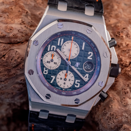 Audemars Piguet Royal Oak Offshore Chronograph Navy Box & Papers 42mm Extra Strap Ref 26470ST.OO.A027CA.01