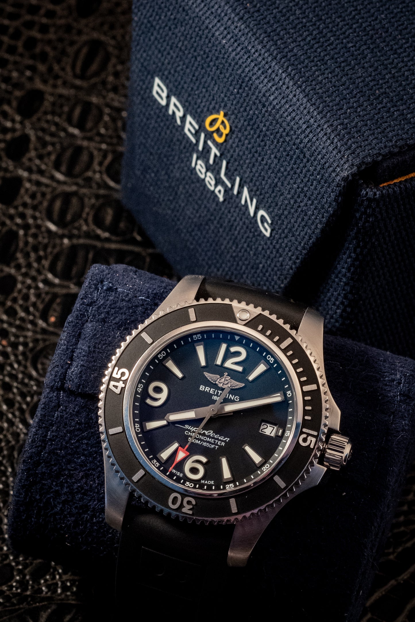 Breitling Superocean 42mm 2022 Service Paperwork Box And Papers Travel Pouch Ref A17366021B1S2