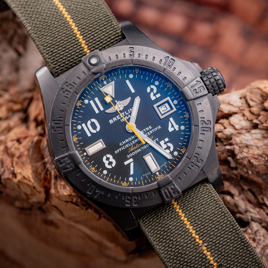 Breitling Seawolf Avenger Code Yellow 45mm Black Steel 1/1000 Reference Number A17330 Inner Box And Papers Additional Strap