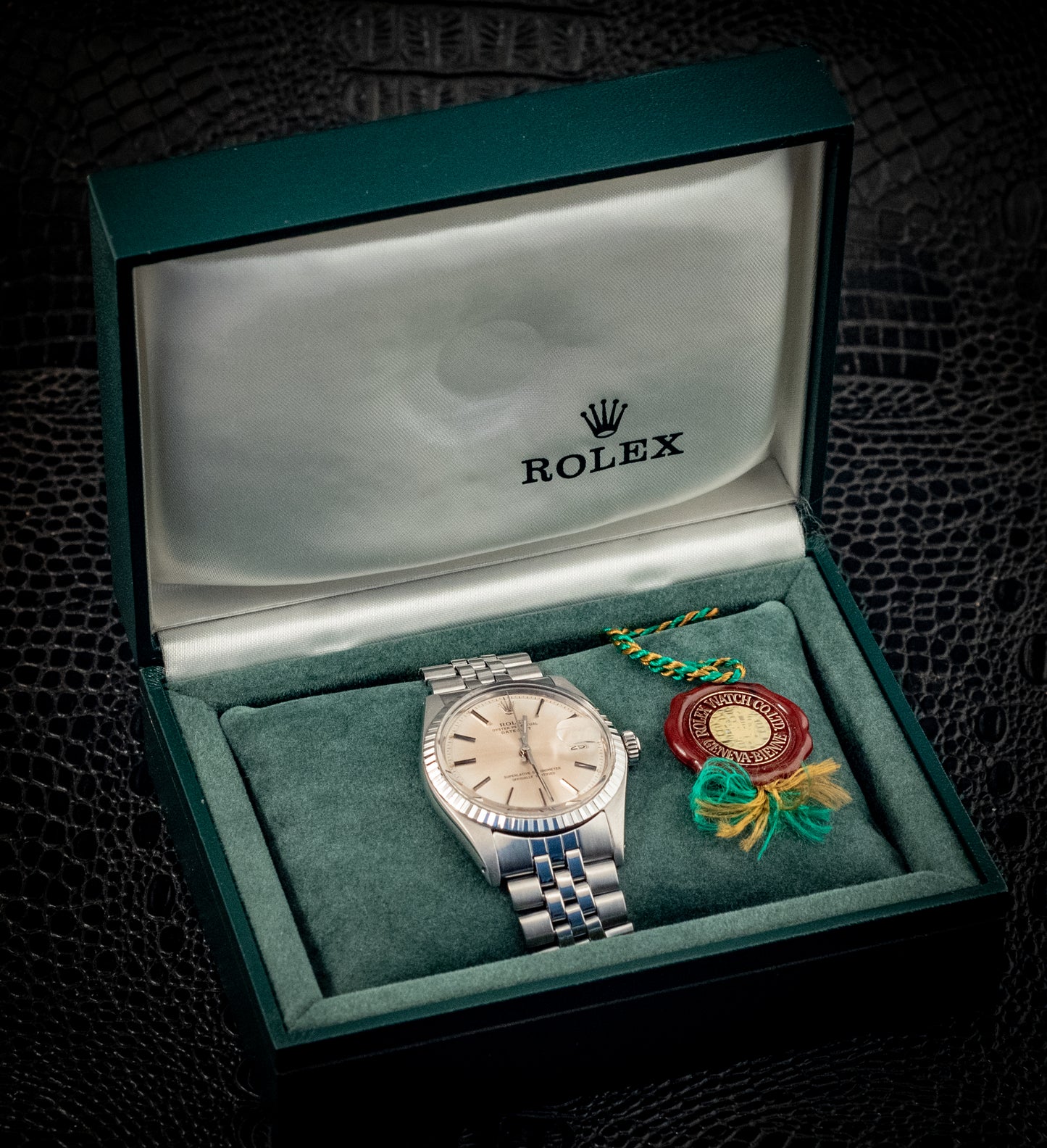 Rolex Datejust Stainless Steel Silver Stick Dial Jubilee Band Ref 1603