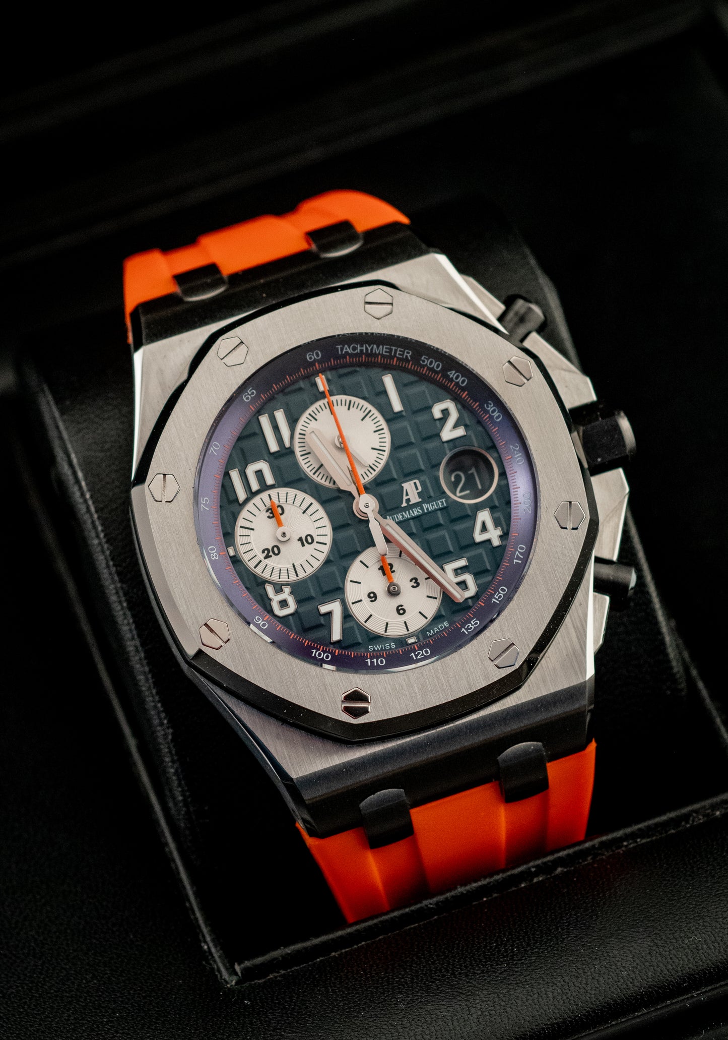 Audemars Piguet Royal Oak Offshore Chronograph Navy Box & Papers 42mm Extra Strap Ref 26470ST.OO.A027CA.01