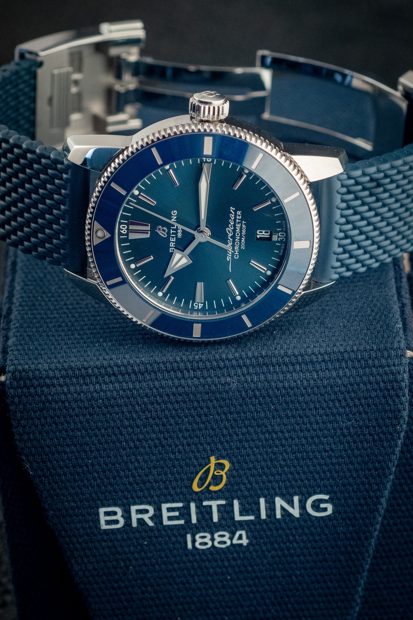 Breitling Breitling Superocean Heritage II 44mm Blue Dial Automatic Ref AB2030161C1S1 Box And Papers