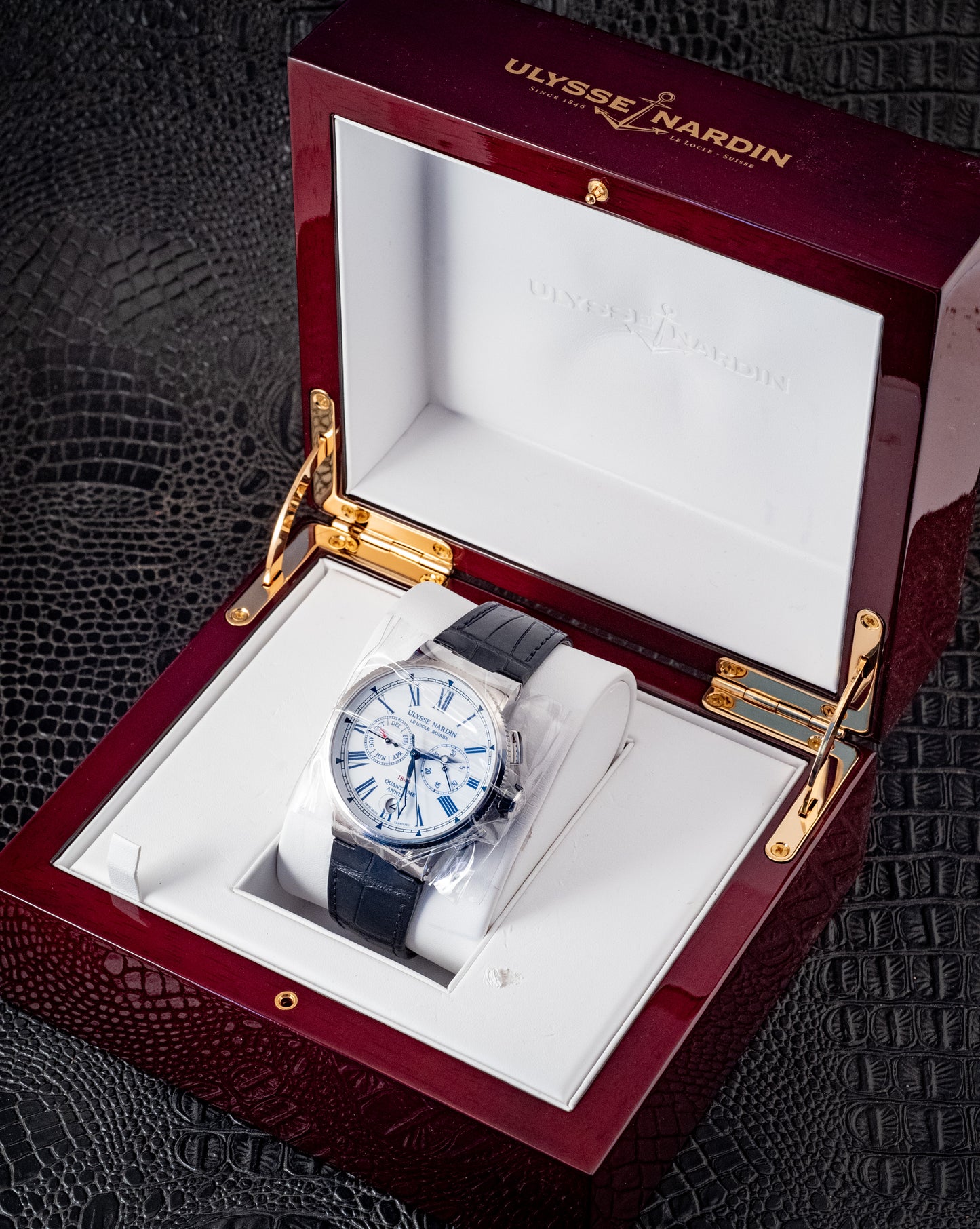 Ulysse Nardin Marine Chronograph 43mm Annual Calendar Box And Papers Ref 1533-150/EO