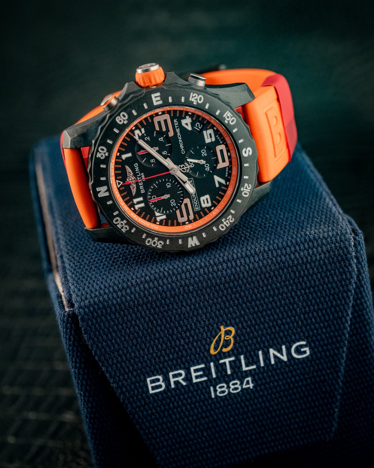 Breitling Endurance Pro 44MM Orange 3 Extra Straps Box And Papers Ref X82310A51B1S1