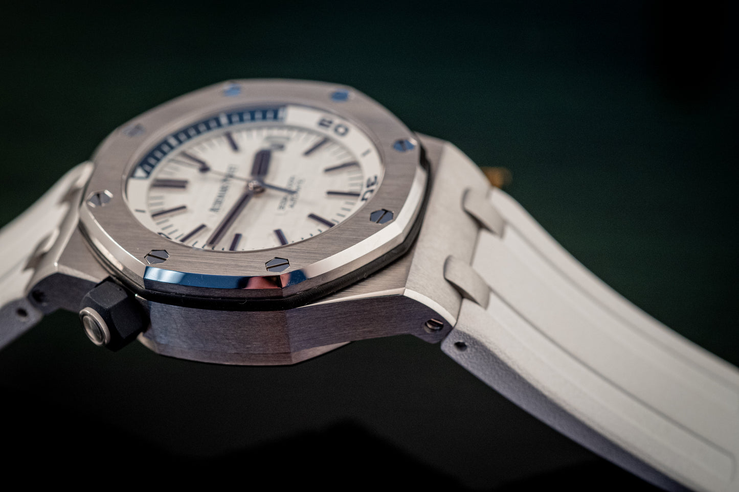 Audemars Piguet Royal Oak Offshore Diver White Dial Additional Blue Strap Box And Papers Ref 15710ST.OO.A010CA.01