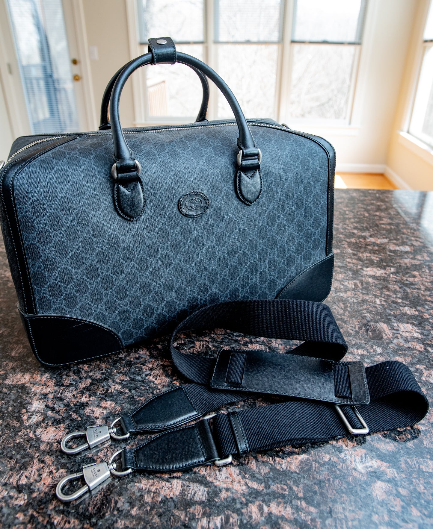 Gucci Black Medium Duffle Bag With Strap And Purchase Receipt Current MSRP Over $2500!