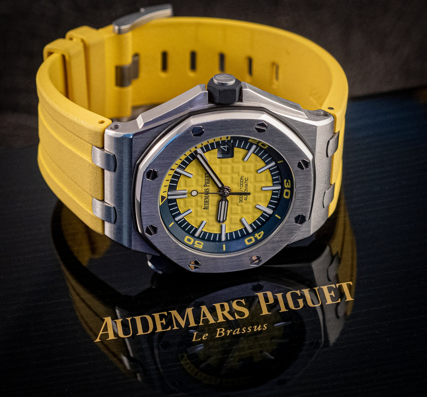 Audemars Piguet Royal Oak Offshore Funky Colors Yellow On Yellow Strap Box And Papers 15710ST.OO.A051CA.01