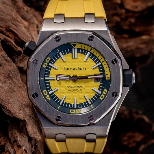 Audemars Piguet Royal Oak Offshore Funky Colors Yellow On Yellow Strap Box And Papers 15710ST.OO.A051CA.01