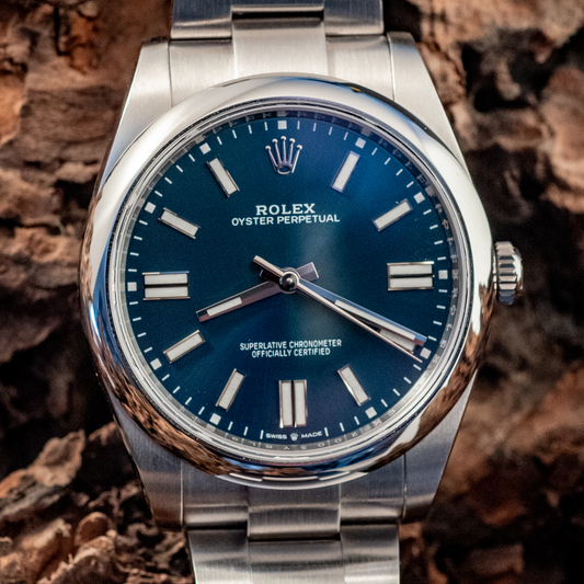 Rolex Oyster Perpetual 41 Blue Dial Steel Mens Automatic Watch 2023 Ref 124300 Box And Papers Purchase Receipt