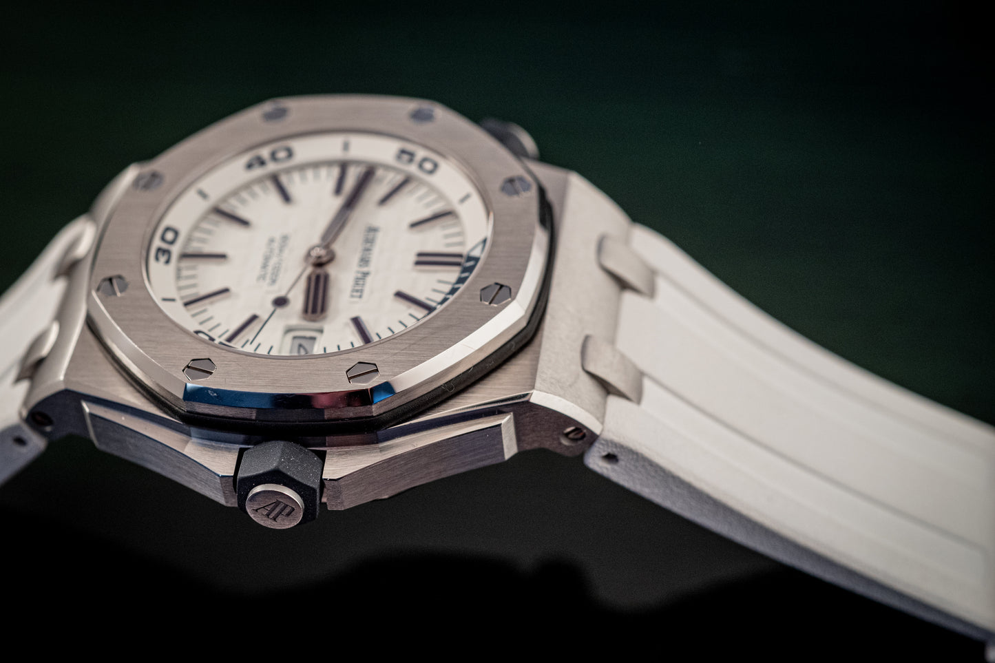 Audemars Piguet Royal Oak Offshore Diver White Dial Additional Blue Strap Box And Papers Ref 15710ST.OO.A010CA.01
