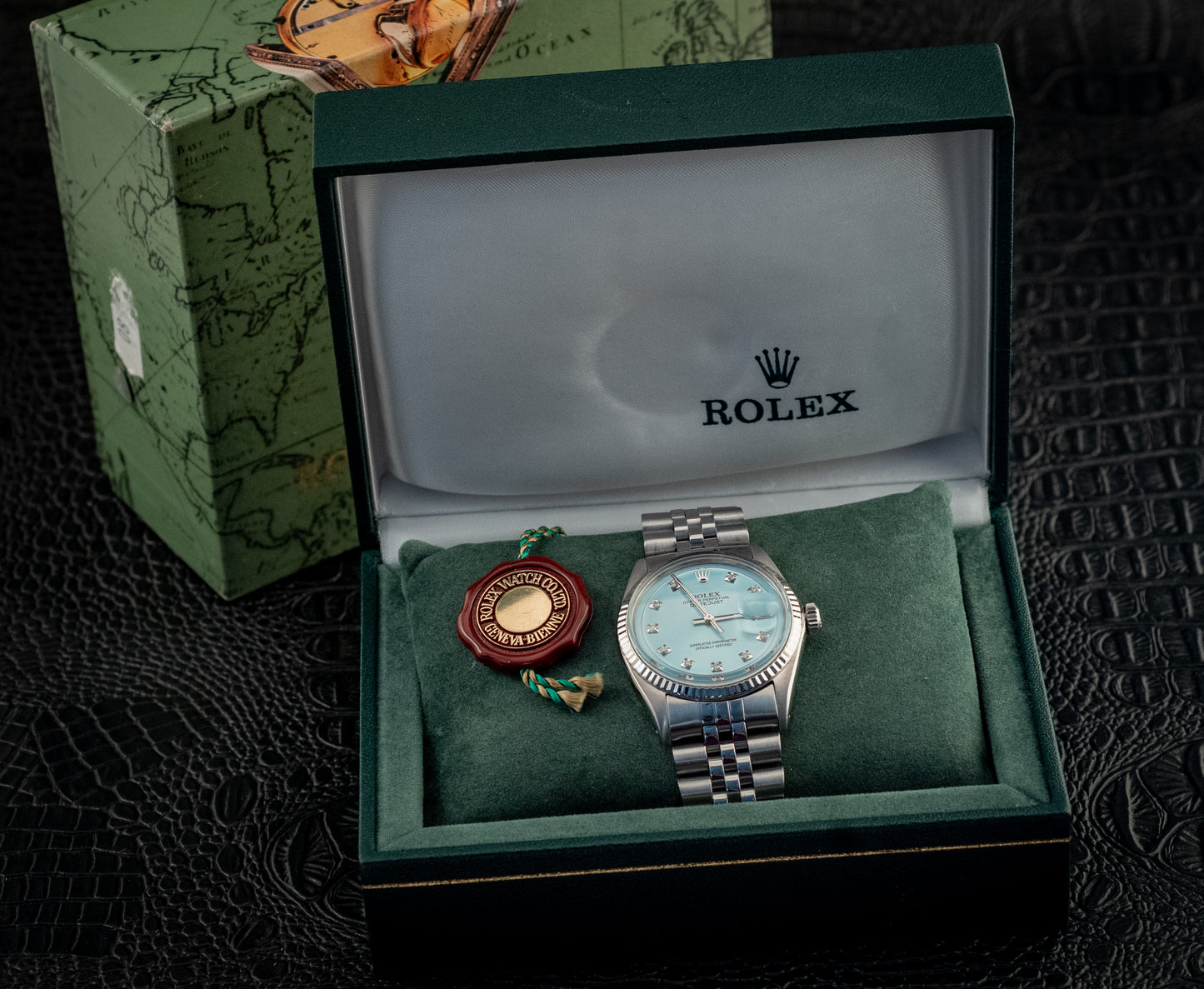 Rolex Datejust 36MM 18K White Gold And Blue Diamond Dial Fluted Bezel Ref 1601