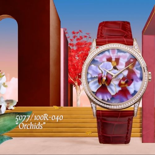Patek Philippe Calatrava 5077 Rose Gold / Orchids : Ref Number 5077/100R-040