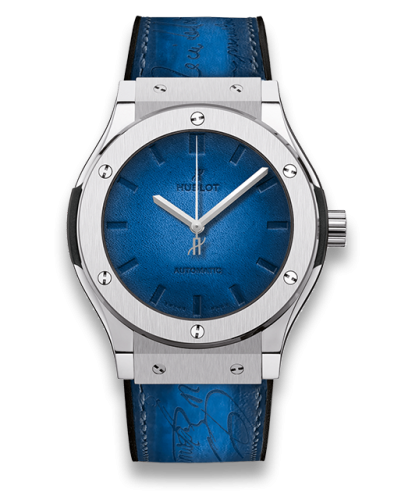 Hublot Classic Fusion 45 Berluti Scritto Titanium / Blue : Ref Number 511.NX.050B.VR.BER16