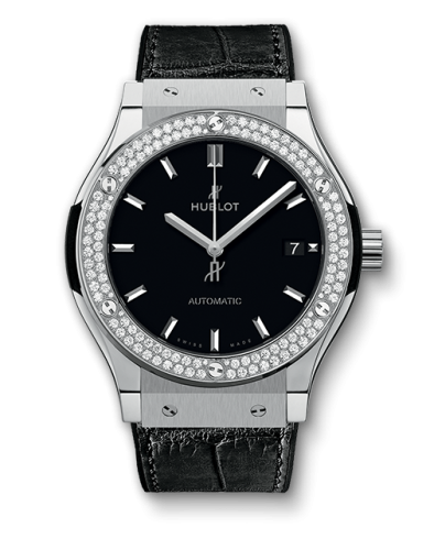 Hublot Classic Fusion 45 Titanium Diamonds / Black : Ref Number 511.NX.1171.LR.1104