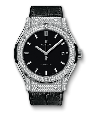 Hublot Classic Fusion 45 Titanium Pav̩ / Black / Diamond : Ref Number 511.NX.1171.LR.1704