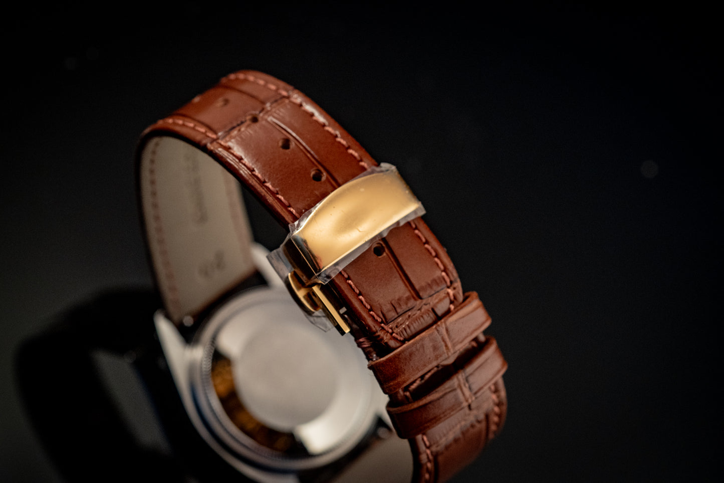 Rolex Datejust 14K Yellow Gold Steel Champagne Brown Leather Band Ref 1601